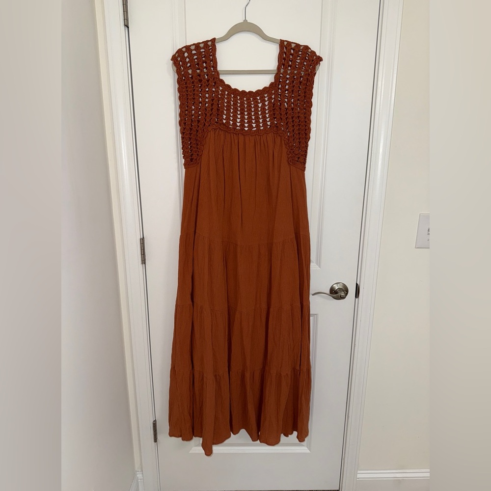 Asos Design Crochet Swing Tiered Maxi Dress
